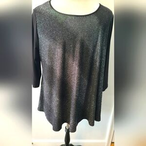 Black Metallic 3/4 Sleeve Top 2x